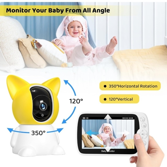Baby Monitor,5''LCD Screen 1080P Video Baby Monitor with Camera and Audio,1000ft - Picture 3 of 6